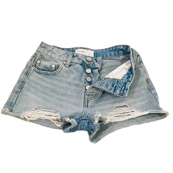 Banjara 1 (24) Button Fly Distressed Denim Women’s Jeans Shorts Mid Rise - Picture 1 of 6